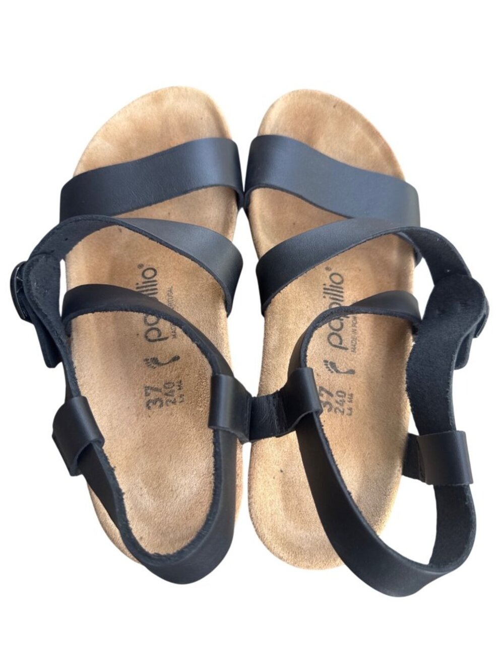 Papillio Birkenstock Soley Leather Wedge Sandal Black Womens EU 37 US 6 - Picture 3 of 14
